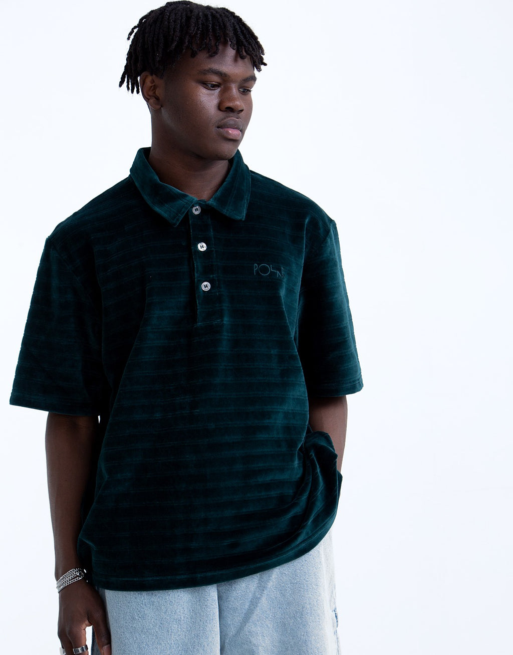 Stripe Velour Polo Shirt