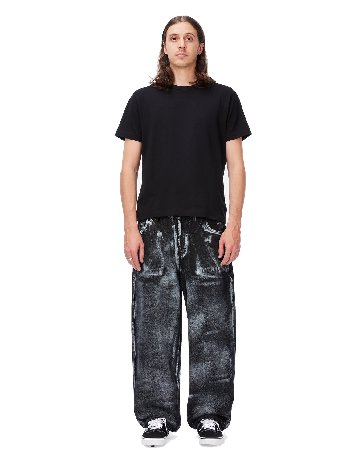 Baggy Denim Pants BLACK (WHITE PAINT)